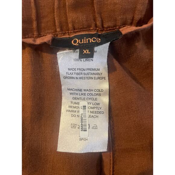 QUINCE European Linen Pants SUSTAINABLE FASHION BRAND Chocolate Brown XL - Picture 3 of 4